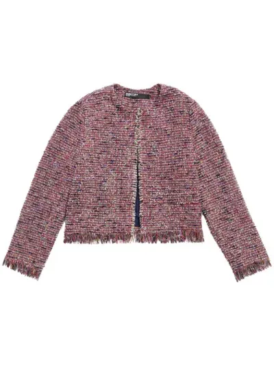 Bimba Y Lola Cropped Frayed Jacket In Red