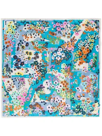 Bimba Y Lola Floral-print Scarf In Blue