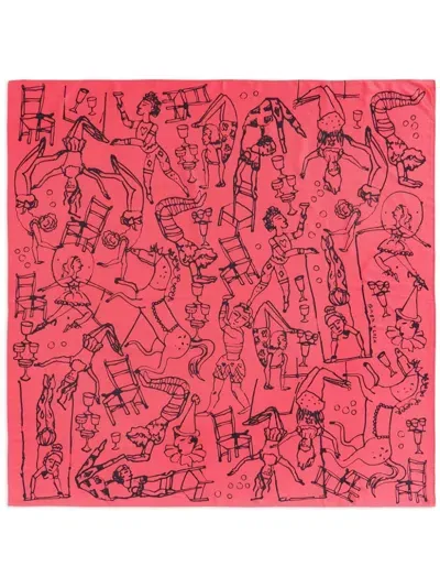 Bimba Y Lola Graphic-print Scarf In Pink