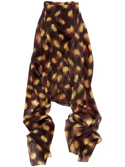 Bimba Y Lola Graphic-print Wrap Skirt In Brown