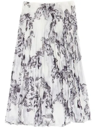 Bimba Y Lola Greyhound Pleated Midi Skirt In White