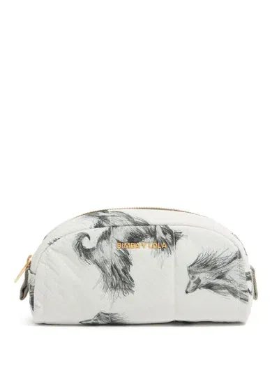 Bimba Y Lola Greyhound-print Makeup Bag In White