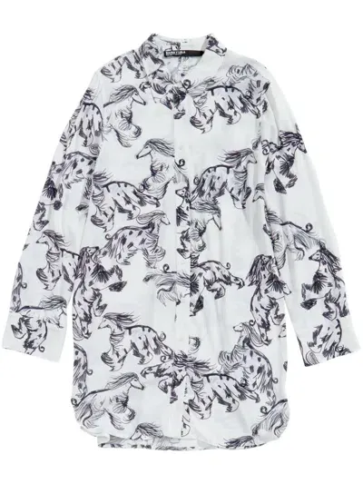 Bimba Y Lola Greyhound-print Shirt In White