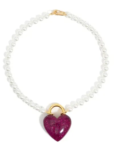 Bimba Y Lola Heart And Pearls Necklace In White