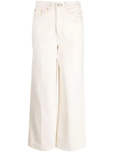 Bimba Y Lola Pleated Wide-leg Cotton Trousers In Neutrals