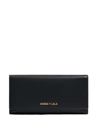 Bimba Y Lola Leather Continental Wallet In Black