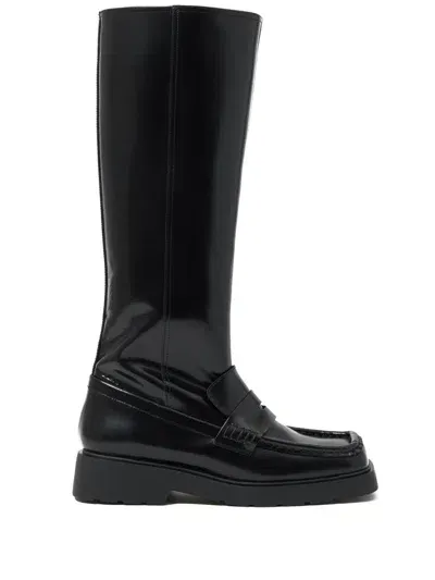 Bimba Y Lola Leather Knee-high Boots In Black