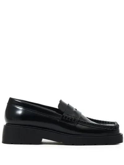 Bimba Y Lola Leather Loafers In Black