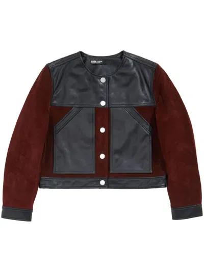 Bimba Y Lola Leather Two-tone Jacket In Black