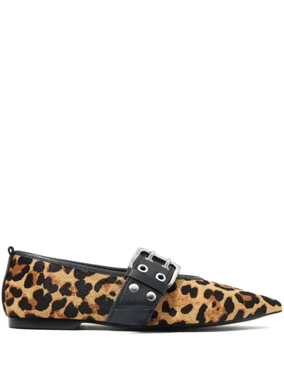 Bimba Y Lola Leopard-print Ballerina Shoes In Brown