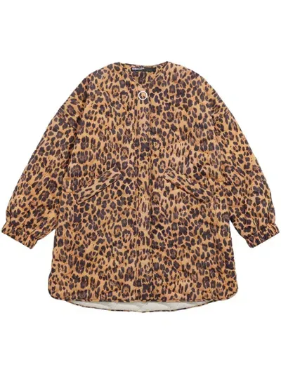 Bimba Y Lola Leopard-print Padded Jacket In Brown