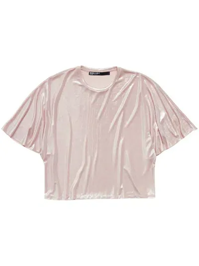 Bimba Y Lola Metallic Boxy T-shirt In Pink