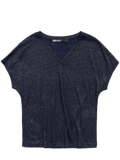 Bimba Y Lola Metallic-threading T-shirt In Blue