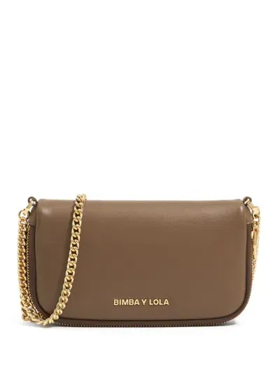 Bimba Y Lola Mini Leather Crossbody Bag In Brown