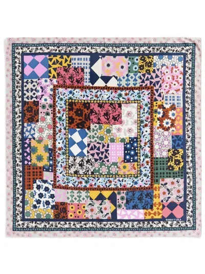 Bimba Y Lola Patchwork Scarf In Pink