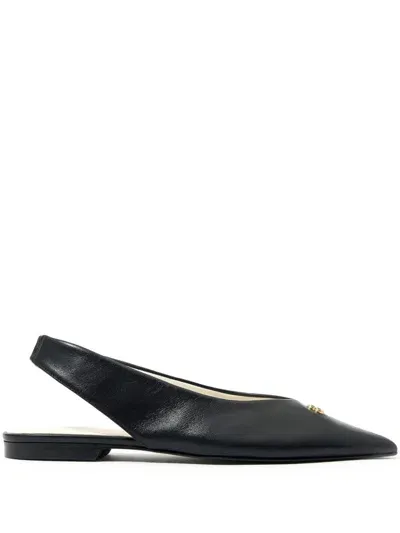 Bimba Y Lola Slingback Leather Ballerina Shoes In Black