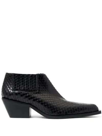 Bimba Y Lola Snakeskin Cowboy Ankle Boots In Black