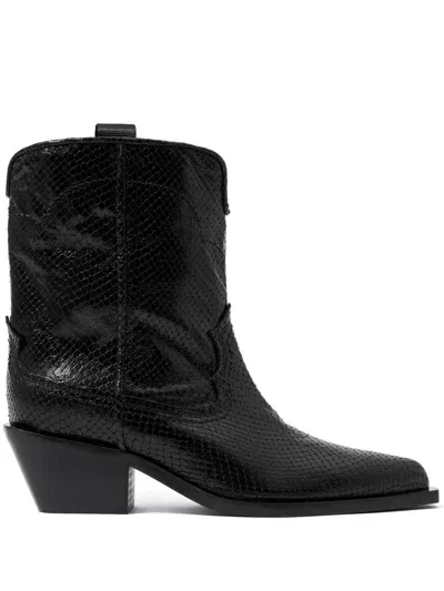 Bimba Y Lola Snakeskin Cowboy Boots In Black