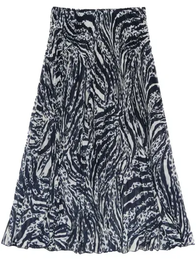 Bimba Y Lola Zebra-print Midi Skirt In Black