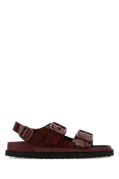 Birkenstock 1774 5mm Milano Shiny Patent Leather Sandals In Burgundy