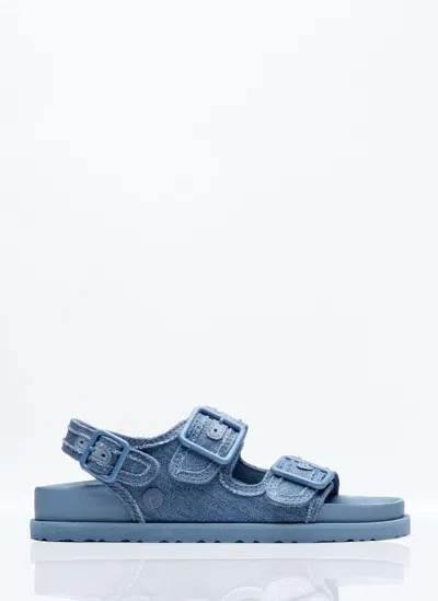 Birkenstock 1774 Milano Stone Washed Denim Sandals In Blue