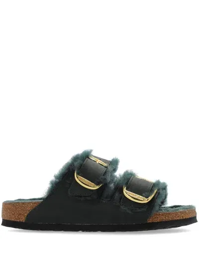 Birkenstock Arizona Big Buckle Shearling Thyme Shoes In Green