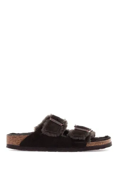 Birkenstock 'arizona Shearling Narrow Fit In Braun