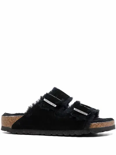 Birkenstock Black Narrow Arizona Shearling Sandals