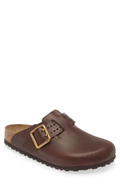 Birkenstock Boston Bold Leather Clog With Sab In Brown