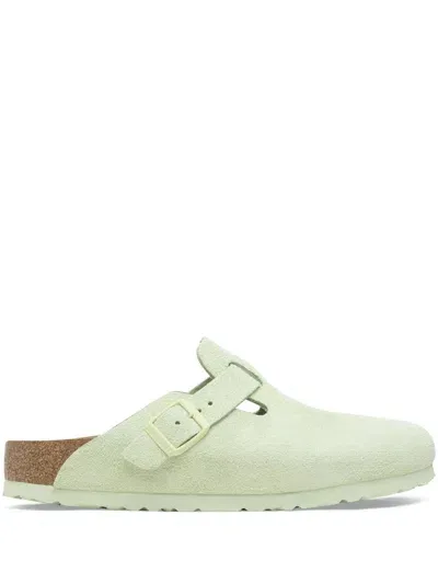 Birkenstock Boston Suede Mules In Green