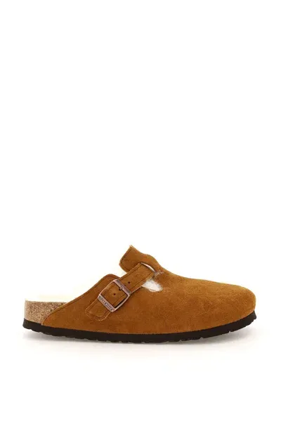 Birkenstock Boston Shearling Sabot Narrow Fit In Light Brown