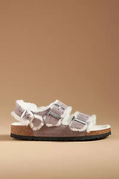 Birkenstock Milano Shearling Sandals In Purple