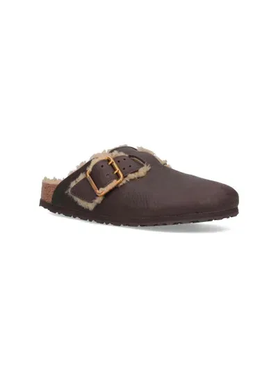 Birkenstock Mules Boston Bold Shearling  In Brown