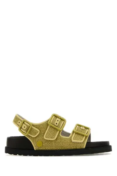 Birkenstock 1774 Milano Raffia Sandals In Green