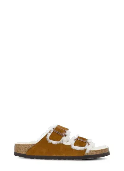 Birkenstock Shearling Sandals In Brown