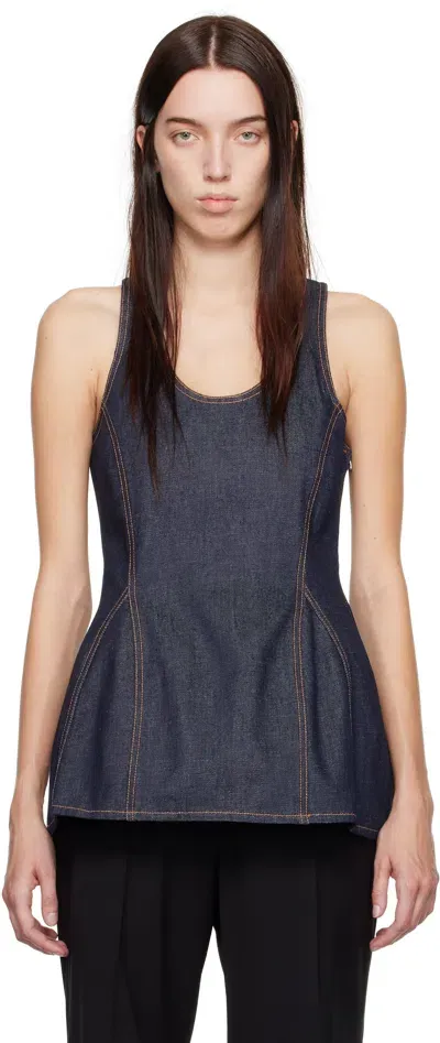 Bite Blue Denim Tank Top In Dark Blue Wash 5028