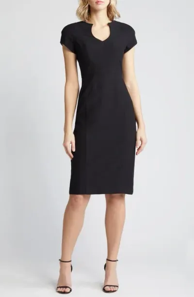 Black Halo Raglan-sleeve Bodycon Midi Dress In Black