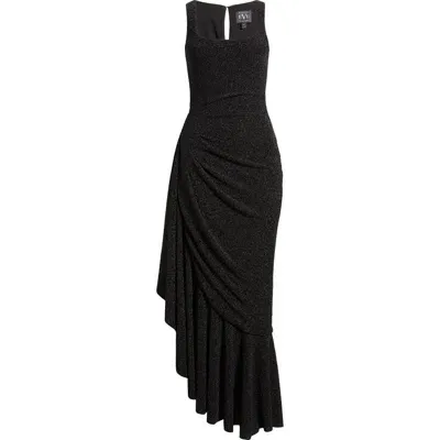 Black Halo Jewel Asymmetric Gown In Black