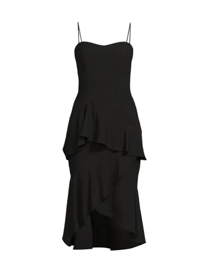 Black Halo Barbados Tiered Ruffle Dress In Black