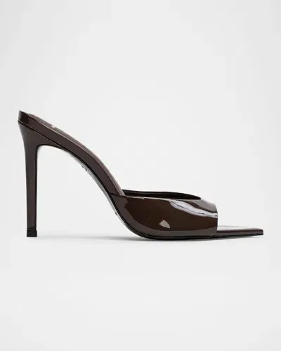 Black Suede Studio Brea Patent Mule Sandals In Brown