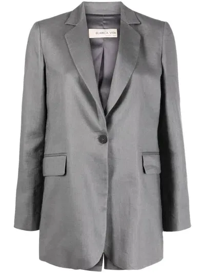 Blanca Vita Single-breasted Long-sleeve Blazer In Grau