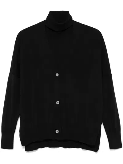 Blanca Vita Virgin Wool Cardigan And Sweater Set In Black