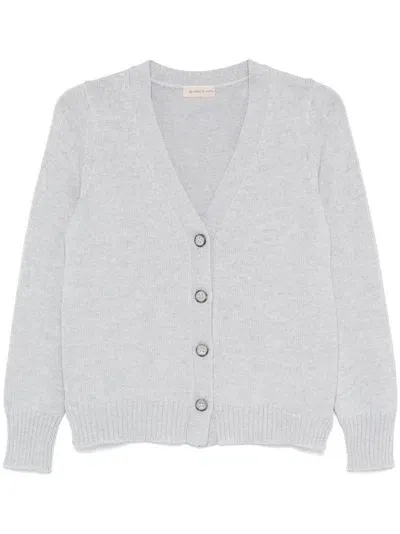 Blanca Vita Virgin-wool Cardigan In Grey