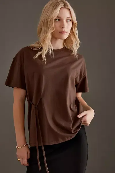 Blanche Tie-detail T-shirt In Brown