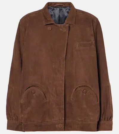 Blazé Milano Cleo Suede Bomber Jacket In Brown