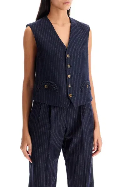 Blazé Milano Feral Pinstriped Waistcoat In Navy