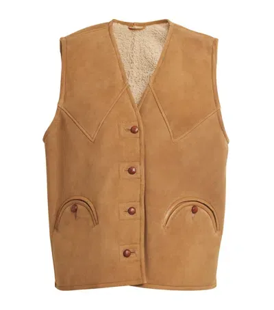 Blazé Milano Shearling Tatoosh Gilet In Brown