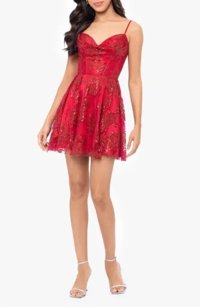 Blondie Nites Sequin Minidress In Red