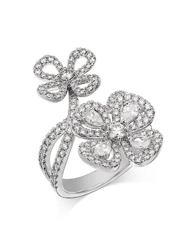 Bloomingdale's Fine Collection Diamond Pear & Round Double Flower Ring In 14k White Gold, 1.7 Ct. T. W. - Exclusive