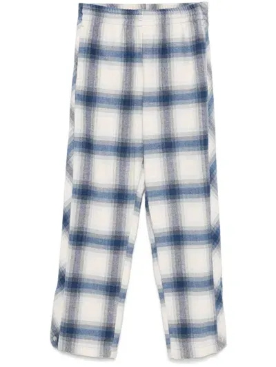 Blue Sky Inn Checked Flannel Trousers In Blue